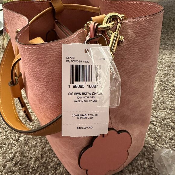 Coach Rowan bucket bag pink in Signature Canvas With Charms（CEA23） - Picture 4 of 4